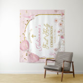 Coquette Blush Pink Butterfly First Holy Communion Wandkleed (In situ)