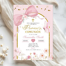 Coquette Blush Pink Butterfly Primera Communion Kaart