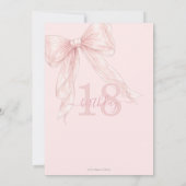 Coquette Blush Pink Ribbon Bow 18th Birthday Kaart (Achterkant)