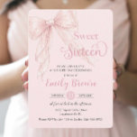 Coquette Blush Pink Ribbon Bow Sweet 16 Birthday Kaart<br><div class="desc">Personalize this chic coquette sweet sixteen birthday invitation with own wording easily and quickly,  simply press the customize it button to further re-arrange and format the style and placement of the text.  Matching items available in store!  (c) The Happy Cat Studio</div>