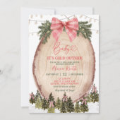 Coquette Blush Pink Rustic Winter Baby Shower Kaart (Voorkant)