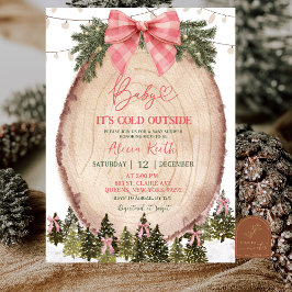 Coquette Blush Pink Rustic Winter Baby Shower Kaart