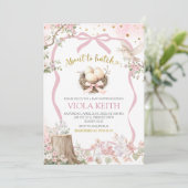 coquette blush pink Spring bird baby shower Kaart (Staand voorkant)