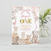 Coquette Blush Pink Spring woodland animals Kaart (Staand voorkant)