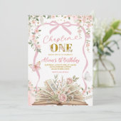 coquette blush pink storybook birthday kaart (Staand voorkant)
