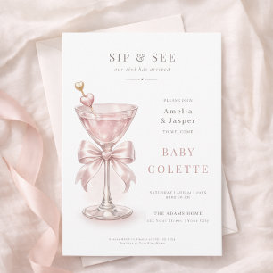 Coquette Blush Roze Baby Meisje Sips en Sights Kaart