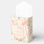 Coquette Blush Roze Bow Bloemen Baby shower Custom Bedankdoosjes (Geopend)