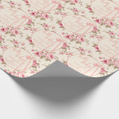Coquette Blush Roze Bow Bloemen Baby shower Custom Cadeaupapier (Hoek)