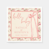 Coquette Blush Roze Bow Bloemen Baby shower Custom Servet (Voorkant)