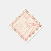 Coquette Blush Roze Bow Bloemen Baby shower Custom Servet (Hoek)