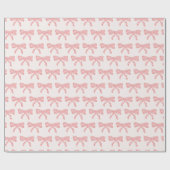 Coquette blush roze en rood gestreepte bogen cadeaupapier (Vlak)