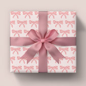 Coquette blush roze en rood gestreepte bogen cadeaupapier