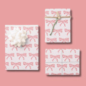 Coquette blush roze en rood gestreepte bogen inpakpapier vel