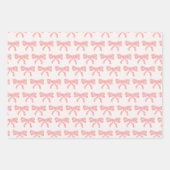 Coquette blush roze en rood gestreepte bogen inpakpapier vel (Voorkant)