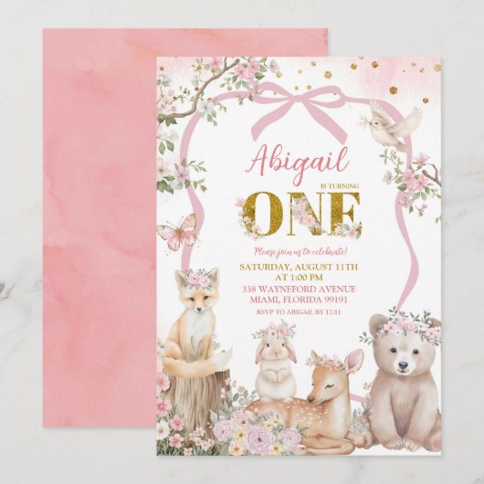 Coquette Blush Roze Lente bosdieren Kaart (Voorkant / Achterkant)