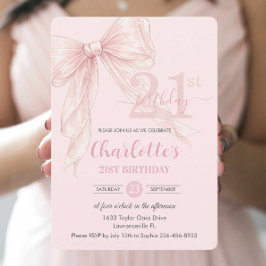 Coquette Blush Roze Lint Boog 21e Verjaardag Kaart