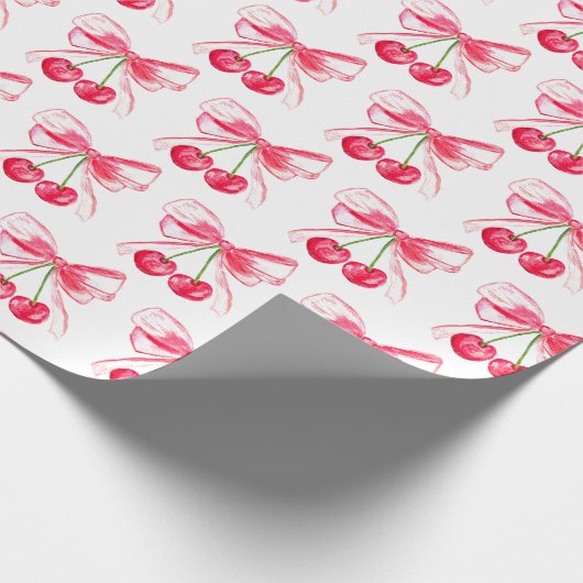 Coquette Blush Roze Strik Kers Meisjesachtig Schat Cadeaupapier (Hoek)