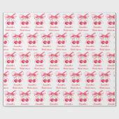 Coquette Blush Roze Strik Kers Meisjesachtige Brui Cadeaupapier (Vlak)