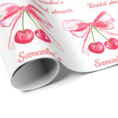 Coquette Blush Roze Strik Kers Meisjesachtige Brui Cadeaupapier (Rol Hoek)