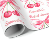 Coquette Blush Roze Strik Kers Meisjesachtige Brui Cadeaupapier (Rol Hoek)