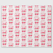 Coquette Blush Roze Strik Kersen Meisjesachtige Br Cadeaupapier (Vlak)