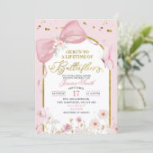 Coquette Blush Roze Vlinder Bruiloftsfeest Kaart (Staand voorkant)