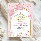 Coquette Blush Roze Vlinder Eerste Heilige Communi Kaart