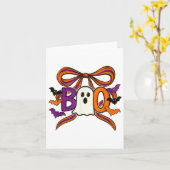 Coquette Boo Ghost Bow Schattige Spooky Funny Hall Kaart (Gele Bloem)