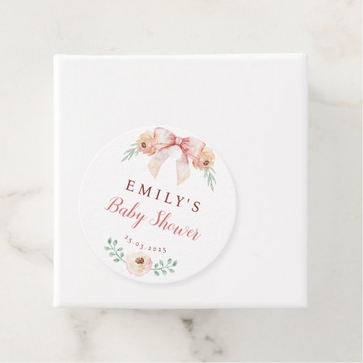 Coquette boog Bloemen Baby shower Bedankjes Labels (In situ)