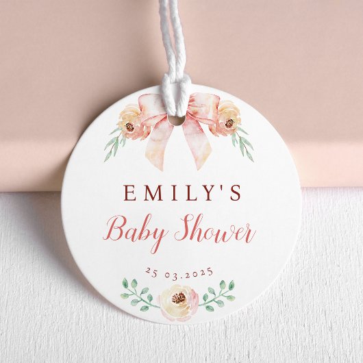 Coquette boog Bloemen Baby shower Bedankjes Labels