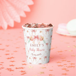 Coquette boog Bloemen Baby shower Papieren Bekers