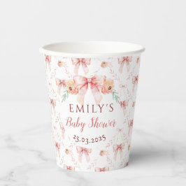 Coquette boog Bloemen Baby shower Papieren Bekers