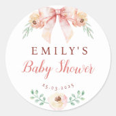 Coquette boog Bloemen Baby shower Ronde Sticker (Voorkant)