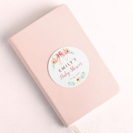Coquette boog Bloemen Baby shower Ronde Sticker