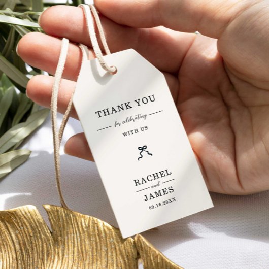 Coquette Boog Bruiloft Minimalistisch Elegant Dank Cadeaulabel