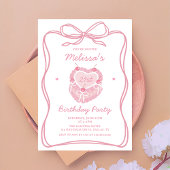 Coquette boog Cake verjaardagsfeestje uitnodiging