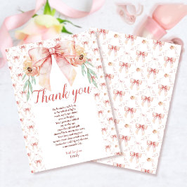 Coquette Boog en Bloemen Baby shower Bedankkaart