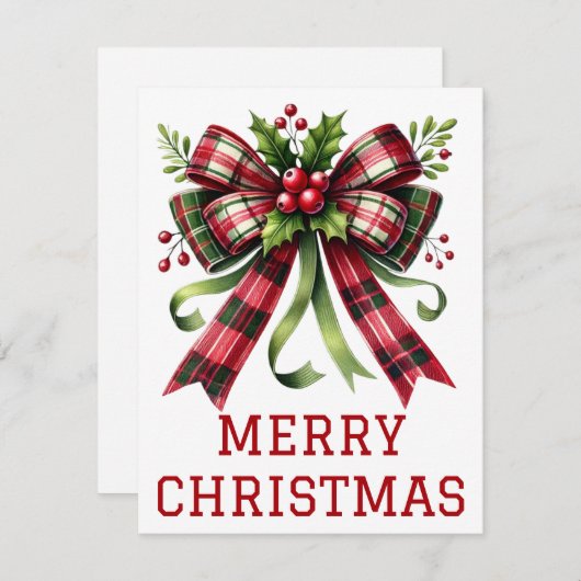 Coquette boog en lint kerst Kaart (Voorkant / Achterkant)