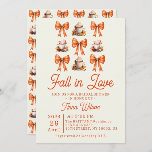 Coquette boog herfst in Love Coffee Sinaasappel be Kaart (Voorkant / Achterkant)