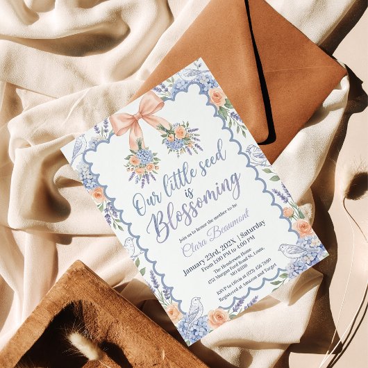 Coquette Boog Hydrangea baby shower uitnodiging