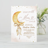 Coquette Boog Maan Boho Baby Shower Uitnodiging (Staand voorkant)