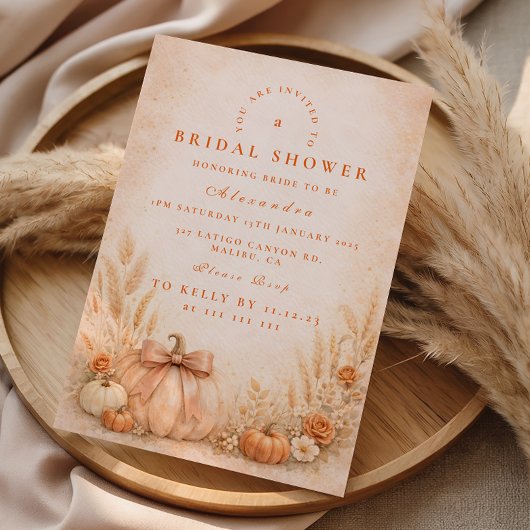 Coquette Boog Pompoen Herfst Bruiloft Feest Kaart