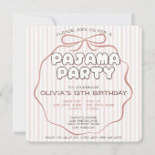 Coquette boog pyjama partij roze strepen verjaarda kaart (Voorkant)