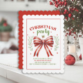 Coquette boog rood wit geschulpte kerst party kaart