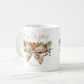 Coquette boog rustieke kerstcadeaus gepersonalisee koffiemok (Voorkant links)