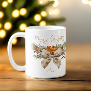 Coquette boog rustieke kerstcadeaus gepersonalisee koffiemok
