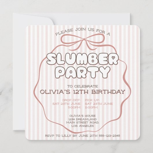 Coquette boog sluimer partij roze verjaardag kaart (Voorkant)