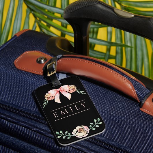 Coquette boog waterverf bagagelabel (Voorkant Insitu 1)