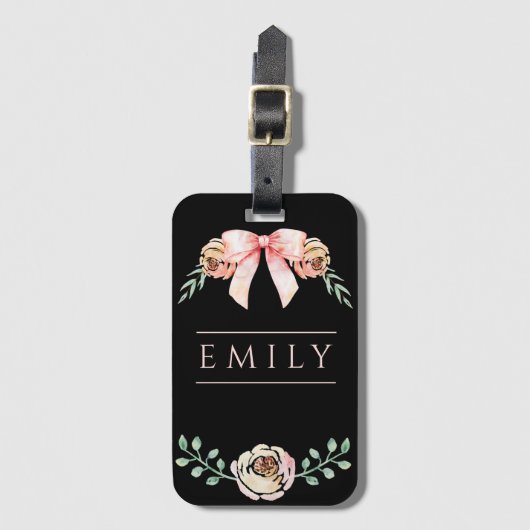 Coquette boog waterverf bagagelabel (Voorkant (verticaal))