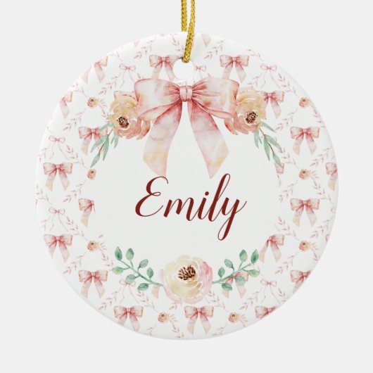 Coquette boog waterverf keramisch ornament (Voorkant)